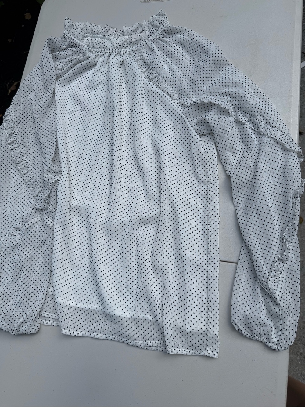 LOFT White Blouse with Black Polka Dots